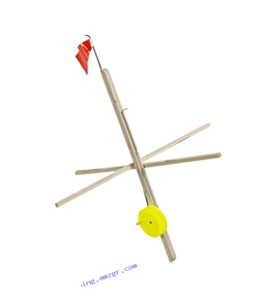 Celsius Ice Fishing ITU-1 Wood Tip-Up Brown/High Visibility Flag